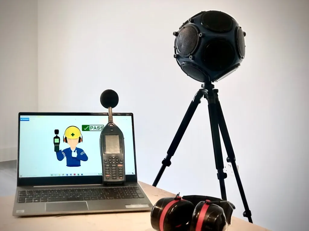 Sound insulation testing being carried out on a new build property by Hart Sound & Air Testing engineer